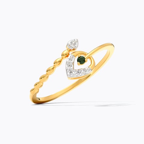 Dainty Leaf 9KT Gemstone Ring