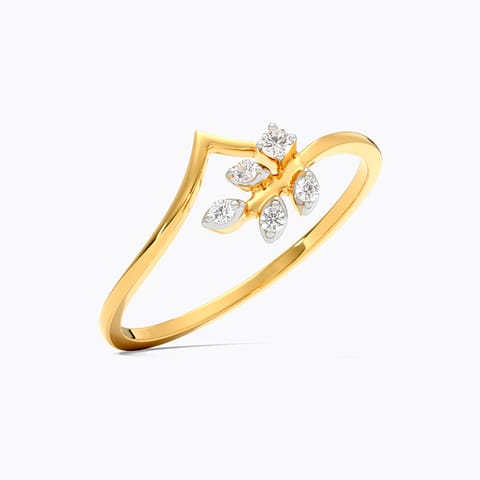 Leaf Chevron 9KT Diamond Ring