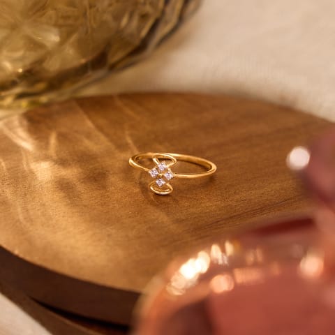 Four Square 9KT Diamond Ring