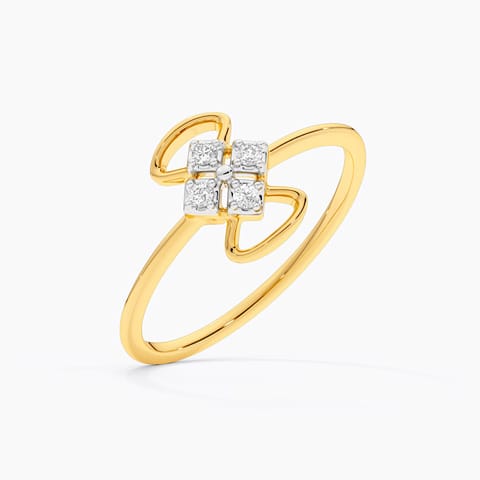 Four Square 9KT Diamond Ring