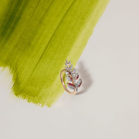 Ruby Leaf Gemstone Ring