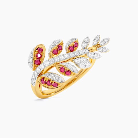 Ruby Leaf Gemstone Ring