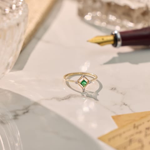 Green Quad 9KT Gemstone Ring