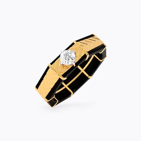 Golden Black Diamond Ring for Men