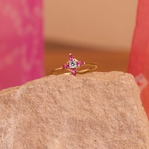 Knot Block Gemstone Ring