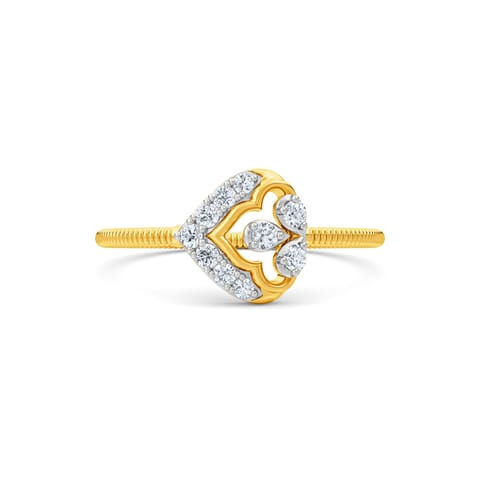 Carved Beam Diamond Ring