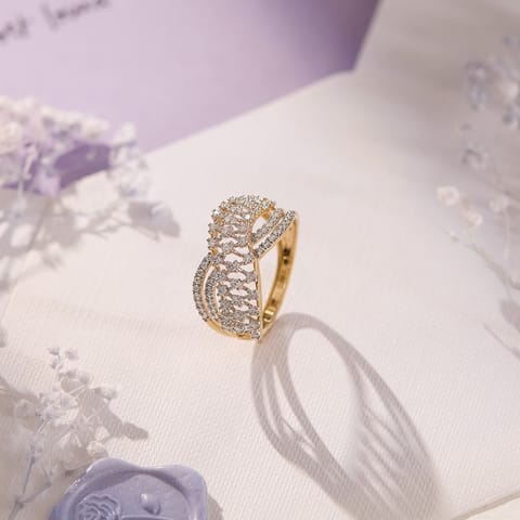 Woven Crossover Diamond Ring