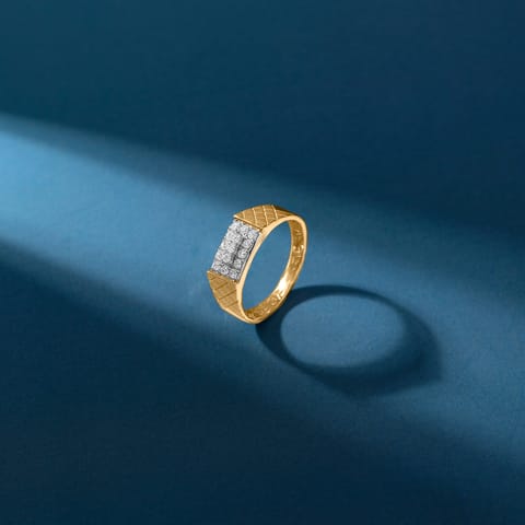 Intersecting Grid Diamond Ring for Men