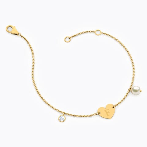 Alphabet F Pearl Bracelet
