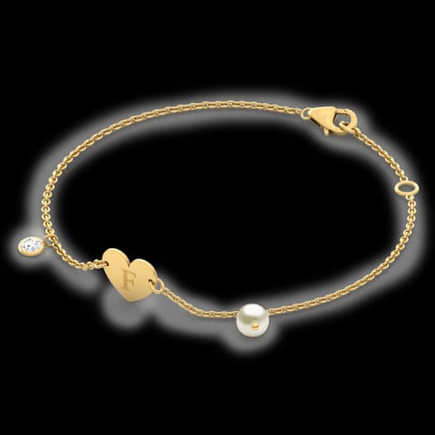 Alphabet F Pearl Bracelet