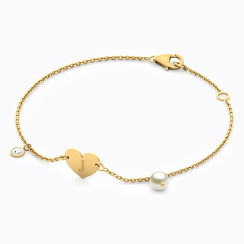 Alphabet J Pearl Bracelet