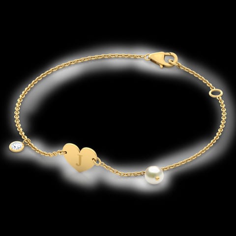 Alphabet J Pearl Bracelet
