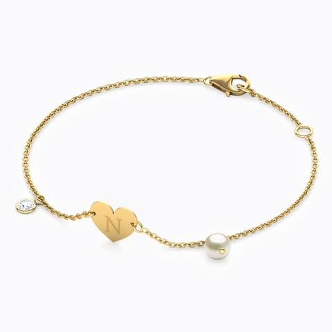 Alphabet N Pearl Bracelet