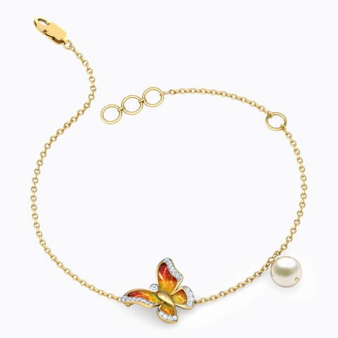 Orange Delicate Butterfly Gemstone Bracelet