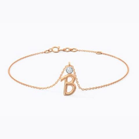 Charm Alphabet B Diamond Bracelet