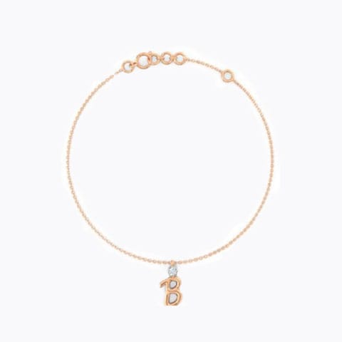 Charm Alphabet B Diamond Bracelet