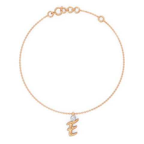 Alphabet E Diamond Charm Bracelet