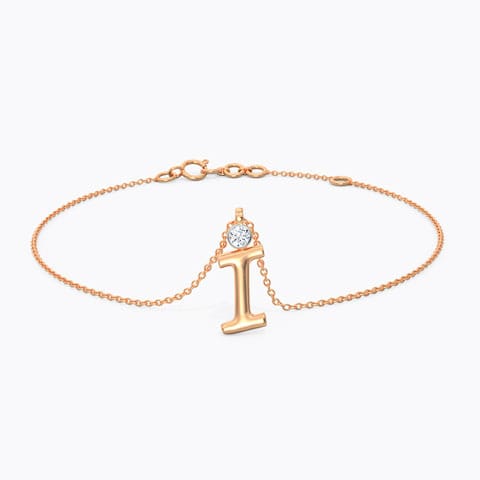 Alphabet I Charm Diamond Bracelet