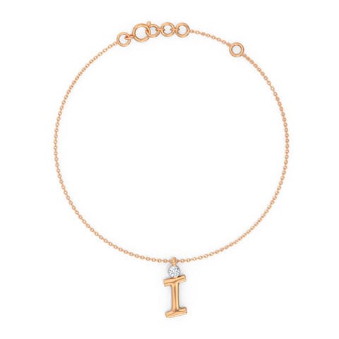 Alphabet I Charm Diamond Bracelet