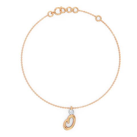 Charm Alphabet O Diamond Bracelet