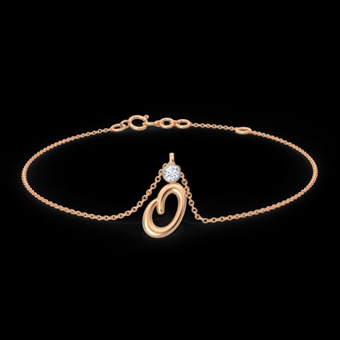Charm Alphabet O Diamond Bracelet