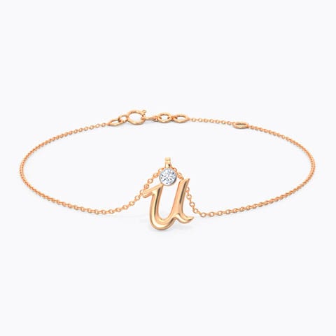 Charm Alphabet U Diamond Bracelet Charm Alphabet U Diamond Bracelet