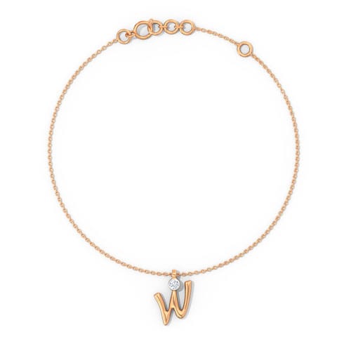 Alphabet W Charm Diamond Bracelet