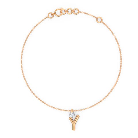 Alphabet Y Charm Diamond Bracelet