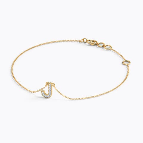 Dazzle Alphabet J Diamond Bracelet