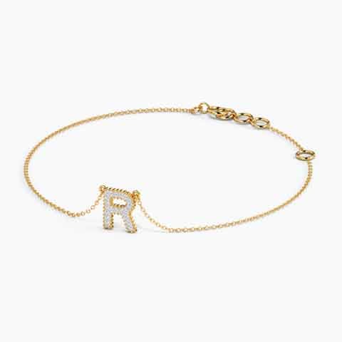 Dazzle Alphabet R Diamond Bracelet