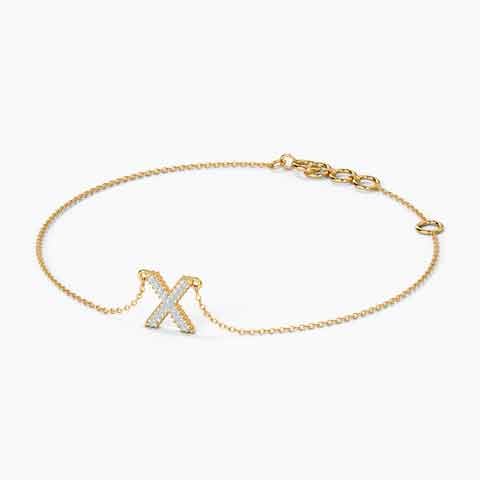 Dazzle Alphabet X Diamond Bracelet