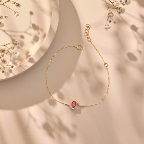 Red Elegance 9KT Gemstone Chain Bracelet