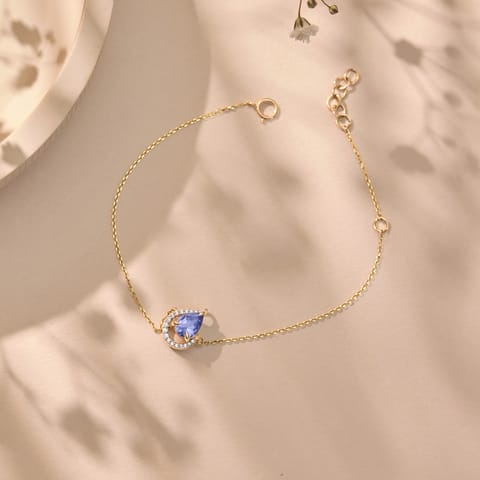 Halo Blue 9KT Gemstone Chain Bracelet