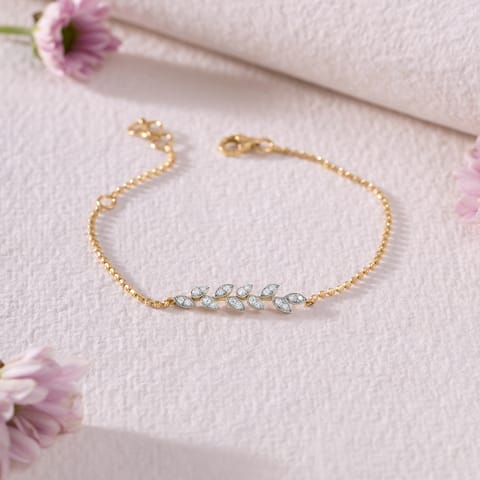 Linear Leaf Diamond Chain Bracelet Linear Leaf Diamond Chain Bracelet