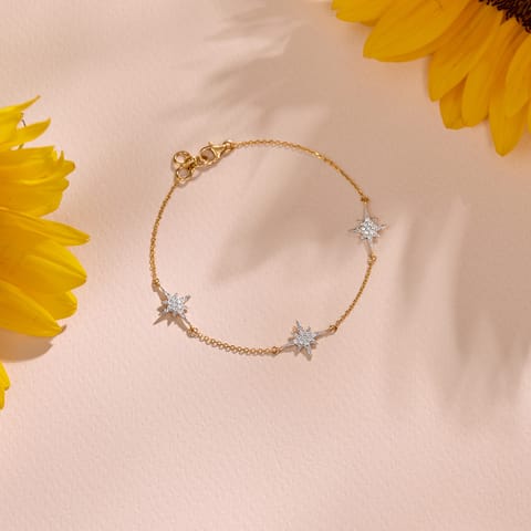 Triple Star Diamond Chain Bracelet