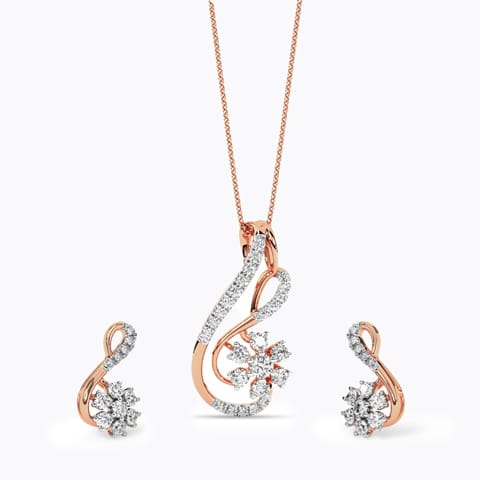 Bloom Arc Diamond Pendant Set