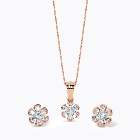 Floral Cascade Diamond Pendant Set Floral Cascade Diamond Pendant Set