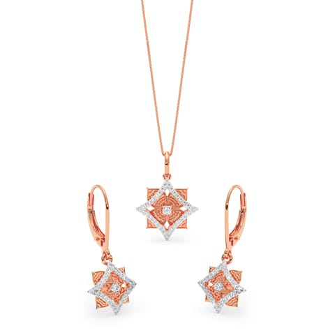 Floret Texture Diamond Pendant Set