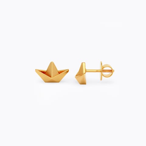 Edgy Boat 22KT Gold Stud Earrings Edgy Boat 22KT Gold Stud Earrings