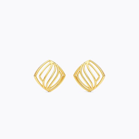 Gild Grid 22KT Gold Stud Earrings