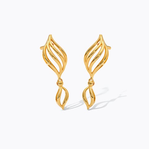 Linear Wave 22KT Gold Drop Earrings
