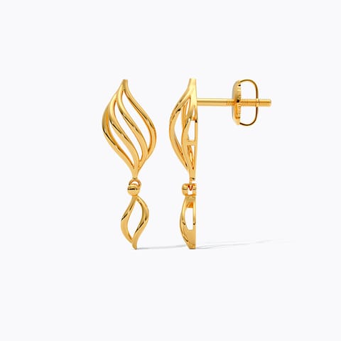 Linear Wave 22KT Gold Drop Earrings