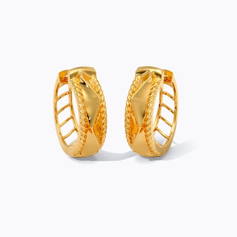 Tri Edges 22KT Gold Hoop Earrings Tri Edges 22KT Gold Hoop Earrings