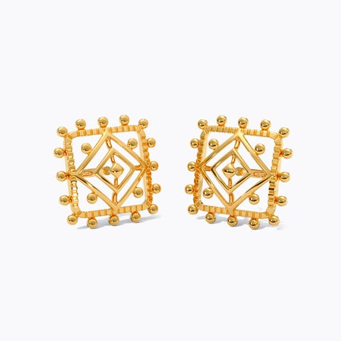 Mandala 22KT Gold Stud Earrings