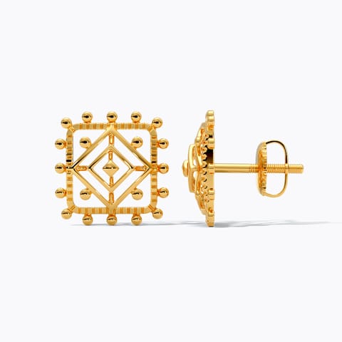 Mandala 22KT Gold Stud Earrings