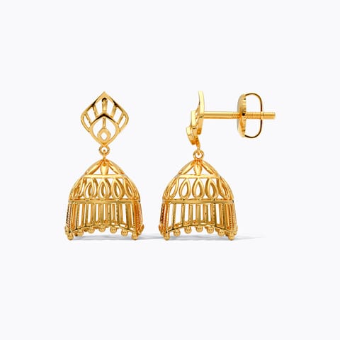 Tied Tassles 22KT Gold Jhumkas Tied Tassles 22KT Gold Jhumkas