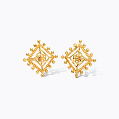 Square Beads 22KT Gold Stud Earrings