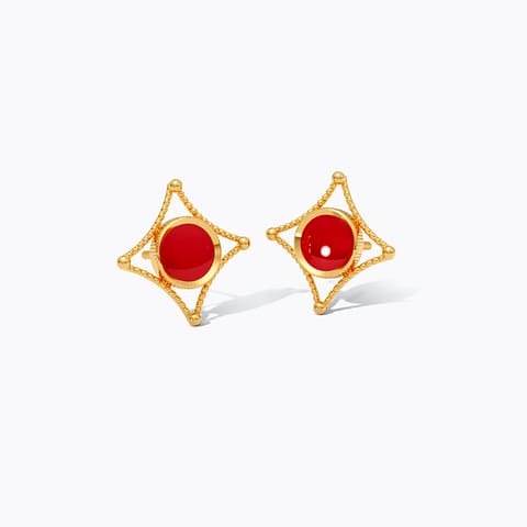 Scarlet Kundan 22KT Gemstone Stud Earrings