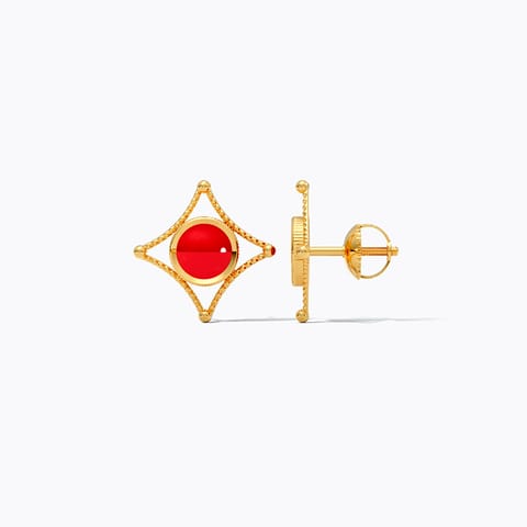 Scarlet Kundan 22KT Gemstone Stud Earrings