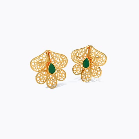 Paisley Kundan 22KT Gemstone Stud Earrings
